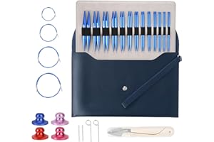 LIBERSHINE Set Ferri Circolari Intercambiabili, 13 Paia Ferri da Maglia Circolari Professionali in Alluminio Premium, 3-10 mm per Maglia Fai da Te e Lavori a Mano
