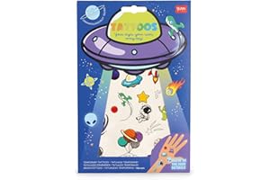 Legami - Tatuaggi Temporanei per Bambini, Tema Space, Lavabili, Resistenti a Sudore e Acqua, con Dettagli Glitter, facili da Applicare, Delicati sulla Pelle, Dermatologicamente Testati