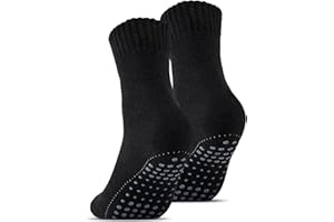 Stoeury 2 Paar ABS Socken mit Wolle Herren Damen, Thermosocken aus Volle-Frottee, Anti Rutsch Wollsocken, Rutschfeste Stoppersocken, Warme Dicke Socken, Wintersocken, Warme Haussocken