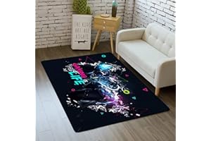 PEIHUODAN Alfombras Dormitorio Juvenil Chico Infantiles Niño Juegos 3D Gamer Gaming Alfombras De Habitacion Rectangular Lavables Pelo Corto Vinilicas Grandes Pequeñas Alfombras Salon (Negro,80 x 160 cm)