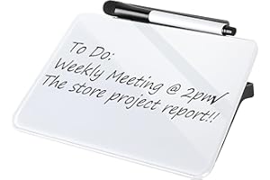 Sliandtelly Desktop Small Whiteboard for Notes, Desk Glass Dry Erase White Board with Marker Pen, 8" × 6" Standing Slant Writing Board & Reusable Office Desk Accessories Notepad as Reminder Planner