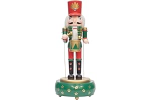 KI Store Spieldose Skulptur nussknacker Figur Grün 32cm Handgemalte Schlagzeuger Nußknacker Musikdosen, spieluhr, Spieluhren, musikbox, Musikspieldose für Weihnachten, Desktop Kleine Geschenk