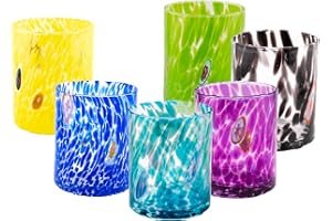 MurArt Bicchieri di Murano Set da 6 bicchieri da 300ml in vetro soffiato a mano in lavorazione artigianale Made in Italy B1