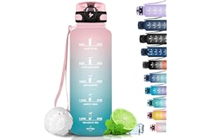 ‎GRSTA Grsta Trinkflasche 1,5 Liter - Trinkflasche Sport, BPA Frei, Trinkflasche Kohlensäure Geeignet, Auslaufsicher, Wasserflasche mit Filter und Zeitmarkierung für Fitness, Schule, Büro und Outdoor