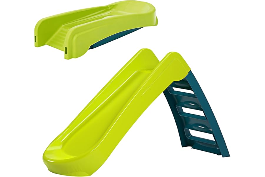 Palplay Junior Folding Slide for Toddlers and Children 18 Months + Kids Outdoor Play Equiptment. Ideal First Slide for Toddlers and Young Children, Green/Blue