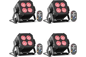 Rtktoup 4PCS RGBW Foco Par LED, 40W Luces Discoteca DMX 4/8CH con Control Remoto/Sonido Activado Luz de Escenario, Luces Fiesta para DJ, Bar, Boda, Halloween, Navidad