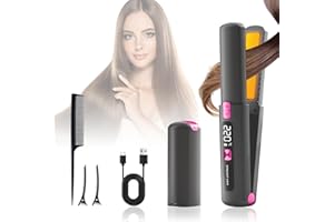 Anluomafuy Mini Glätteisen Kabellos, 2 IN 1 Locken und Glätten, Kabelloses Glätteisen mit 6 Temperaturen, Tragbares Reiseglätteisen, Schnelleres Erhitzen, für Kurzes & Langes Haar