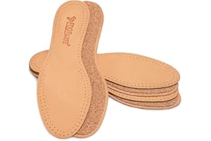 FOOT MATE Semelles Chaussures Confort 3 Paires - Semelle Cuir avec du Liège - Semelle anti Odeur et Transpiration pour Homme et Femme (43/44, Beige)