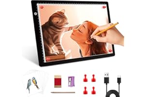 elice Tavolo luminoso A4 con accessori e 4 magneti, ultra sottile, regolazione continua di tipo C Power pad luce per disegno di tatuaggi, pittura con diamanti, streaming, schizzi, animazione, stencil