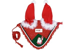 NASX SPORTS Christmas Santa Claus Horse Ear Bonnet Net Hat Hood Mask Fly veil Full Pony COB (FULL)