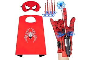Nhcuijun Spider Web Gloves with Spider Mask Set, Spider Web Shooter for Kids age 3-14, Interactive Fun Children's Educational Spider Launcher Toys for Boys and Girls Costume Cosplay Cape Gift