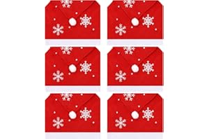 GLAITC Fundas para sillas de Navidad,Fundas de asiento de Navidad de 6Pcs Fundas traseras de silla de sombrero de Santa Decoración navideña Fundas para sillas de comedor Fundas traseras de sillas de Navidad