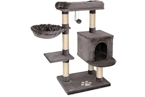lionto Tiragraffi per Gatto Albero Tiragraffi Gatto Gioco Giocattolo Gatti Altezza 93 cm, Grigio Scuro