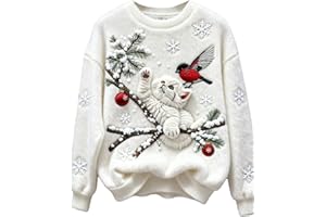 GENERIC Ladies Christmas Sweatshirt Uk Sparkling Reindeer Snowflakes Printed Jumper Long Sleeve Crewneck Sweaters Womens Loose Fit Xmas Jumper Autumn Winter Sweatshirts Holiday Long Sleeve Tops