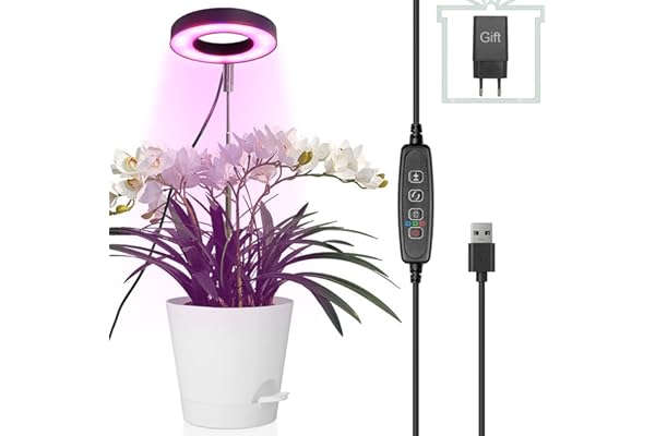 Lampe Plante, Lampe de Croissance à Spectre Complet, Lampe de Plante Réglable en Hauteur avec Minuterie 3/9/12h, 10 Luminosité, 3 Modes Lumière, idéal pour Semis, Succulentes, Orchidee