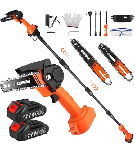 Tronçonneuse Élagueuse Sur Perche Sans Fil 2-en-1 - Perche Télescopique Jusqu'à 1.8m, Moteur Brushless 550W - Pour Taille Des Arbres