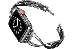 RXXR Bling Bracciale compatibile con Apple Watch Cinturino 38mm 40mm 41mm 42mm Bracciale in Acciaio Inossidabile Diamanti Donne per iWatch Ultra SE 10 9 8 7 6 5 4 3 2 1