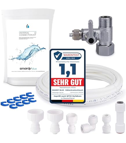 HUAZIZ Kit De Raccordement Universel Blanc De 5 M, 14 Pièces RO, Pour Tuyau De 1/4", Tuyau De Réfrigérateur, Tuyau D'eau (type Y + T + I + L + Valve D'arrêt