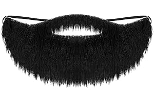 Lusofie Black Fake Beard Elastic Fake Mustache Realistic Black Costume Facial Hair for Role Play Men's Makeup Christmas Halloween Party Supplies