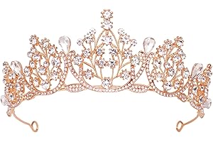 LIHELEI Tiara de corona de cristal para mujer, corona de boda vintage para novias, tiara de princesa para niñas, fiesta de cumpleaños de Halloween
