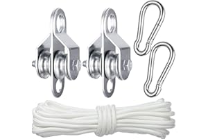 KCNOFNC Polea doble con 2 rodamientos de bolas, polea de acero inoxidable con cuerda de nailon de 10 m (6 mm), capacidad de carga de 70 kg