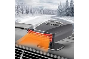 Chuankefanxing Calentador de Coche, 12V 150W Calefactor para Mechero Coche, 2 En 1 Calefactor para Mechero Coche con Base Giratoria de 360°, Calefacción Rápida, Descongelante para Parabrisas de Coche