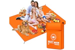 RUVVDR Couverture Pique Nique ImperméAble Tapis de Plage，LéGer Tapis Pique Nique Couverture de Camping pour Plage, Picnic, Parc,Voyage,Pliable (Orange, 150 X 200 CM)