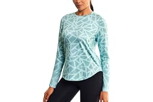 PINSPARK T-shirt de yoga à manches longues pour femme - Fitness - Course à pied - Haut imprimé géométrique