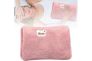 UNIHOC Bolsa Agua Caliente Electrica con Bolsillos, Recargable Portatil Bolsa de Agua Caliente Peluche, Hot water bottle Electrico, Ahorro de Energía, Más Cálida Para Manos, Calentador de Vientre(Rosa)