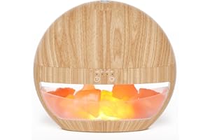 ‎SALUBRITO SALUBRITO Aroma Diffuser & Salt Range Pakistan Leuchte, 100ml Diffusor für Ätherische Öle, Aromatherapie Diffuser Luftbefeuchter für Duftöl, Geschenk für Frauen - Helles Holz