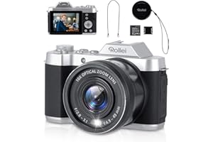Rollei Powerflex Digitalkamera 10x Retro 10X Optischem Zoom((2,88" Display) 64MP 4K Fotokamera mit Akku Fotoapparat mit 8 Fotomodi Tragbar Kompaktkamera Vintage, Digital-Kamera-Fotoapparat-Camera