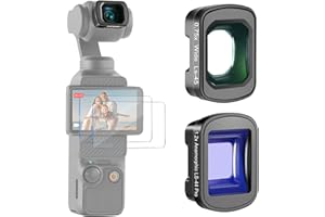 NEEWER Objektiv Set kompatibel mit DJI Osmo Pocket 3 Creator Combo Zubehör, 0,75X Weitwinkel (108° FOV) + 1,2X blaues anamorphotisches Objektive Kit für Kinoeffekte + 2 Displayschutzfolien, FL-C02