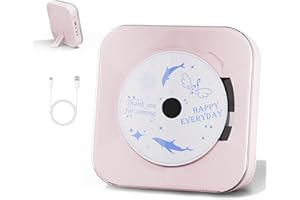 YINTINY Compact CD Player with Transparent Lid, USB/Bluetooth Connectivity, Pink