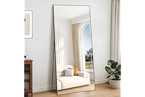 KOCUUY Rectangle Full Length Mirror, 192 x 85 cm Wall Mirror, Free Standing Mirror Full Body with Aluminum Alloy Frame, Suitable for Bedrooms, Hallway or Cloakroom, Black