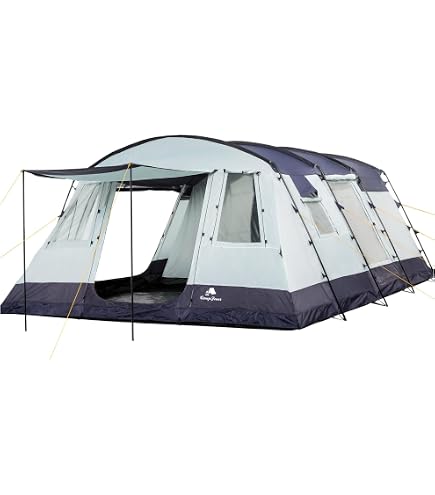 Tente Familiale Dôme 9 Personnes Avec Porche - Imperméable - Vert - Facile à Monter - 2