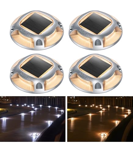 AGPTEK Set of 4 Solar Garden Lights LED Outdoor Spotlight Warm White RGB 10 Lighting Modes Detachable Lampshade IP65 Waterproof for Fence Wall Patio Hiking