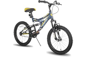 VTT Enfant joystar 20 Pouces pour garçons et Filles de 7 à 13 Ans, vélo Enfant avec Cadre en Acier entièrement Suspendu et Transmission à 1 Vitesse avec béquille