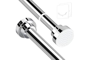 KIAMXNE Stainless Steel Extendable Shower Curtain Rod Tension Pole, including 2 Holder,Net Voile Curtains Rail,Adjustable Telescopic Rods Extendable for Kitchen Cupboard Bathroom Window(130cm-193cm)
