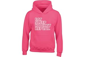 Hippowarehouse Eat Sleep Hockey Repeat kids children's unisex Hoodie hooded top