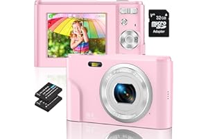 IXNAIQY Fotocamera Digitali Compatte 1080P HD Macchina Fotografica, 36MP Fotocamera Compatta con 32GB Scheda Zoom Digitale 16X Zoom Digitale 2.4" LCD Mini Video Fotocamer con 2 Batteria