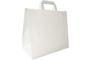 Carte Dozio - Shopper in Kraft con fondo quadro, color Bianco, maniglia piatta, f.to cm 32+17x29, cf 25 pz