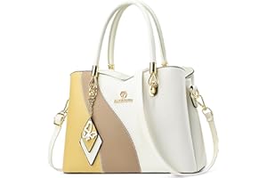 DORRISO Elegante Antirrobo Bolso de Mujer Bolso de Asa Superior Simple Bolsos Cruzados Señora Ligero Bloqueo de Color para Trabajo Viaje Oficina Fiesta Impermeable PU Cuero Amarillo