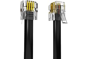 ASNQ High Speed Broadband RJ11 Cable for Landline Telephone, Router, Modem to Phone Socket - 2m ADSL With OFC Wires and PVC Cover - Flat, Black