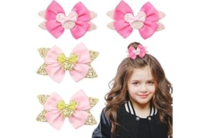 GIKPAX Haarspangen für Mädchen, 4 Stück, Haarschleifen für Mädchen, niedliche Mädchen-Haarspangen, Haarschleifen-Clips, Band-Haarschleifen für Mädchen, bunte Kinder-Haarspangen, Zubehör für Mädchen