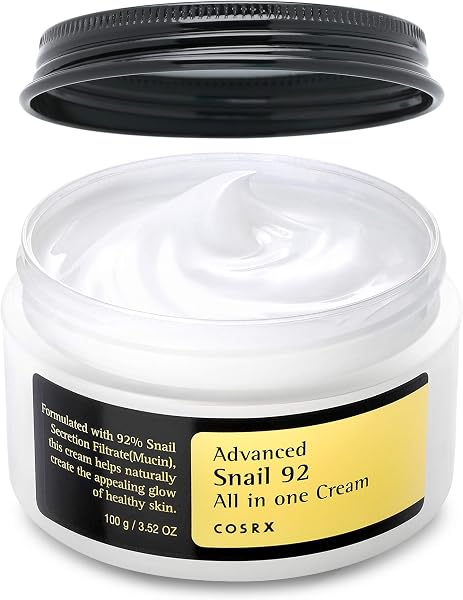 COSRX Advanced Snail 92 All in One Cream Korean Snail Mucin Face Cream & Gel Moisturiser for Dry Sensitive and Anti Aging Skin, Daily Soothing and Moisturising Cream, Korean Skincare 100g - 1