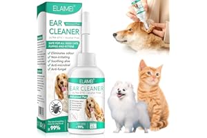 JCZQDRPC Ear Care for Dogs,Ear Cleaner for Dogs provides relief for yeast infection, ear drops for dogs is an antibacterial dog ear cleaner for puppy,cats and dogs 60ml