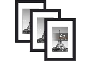 upsimples A5 Picture Frame, 3 Pack A5 Black Photo Frame, Wall Hanging Picture 5.83×8.27 inch (14.8x21cm)