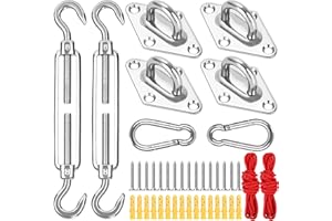 COTEPI M6 Set di Accessori per Tende da Sole, Kit di Fissaggio per Tende, Kit per Tenda a Vela in Acciaio Inox 304, Kit di Fissaggio e Installazione per Tenda a Vela Rettangolare e Triangolare