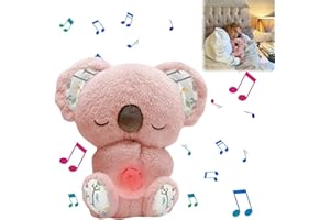 YJWZ Koala Para Aliviar La Ansiedad,Nutria Bebe Dormir Que Respira,Peluche Ansiedad Dormir,Bebé Durmiendo Koala Juguete Con Música Luces Y Movimientos De Respiración Ayuda Para Dormir
