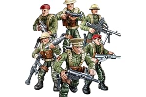 MEIEST 6 Minifiguras de acción de la Segunda Guerra Mundial, Bloques de construcción del ejército, Juguetes con múltiples Accesorios de Armas Militares(ejército británico)